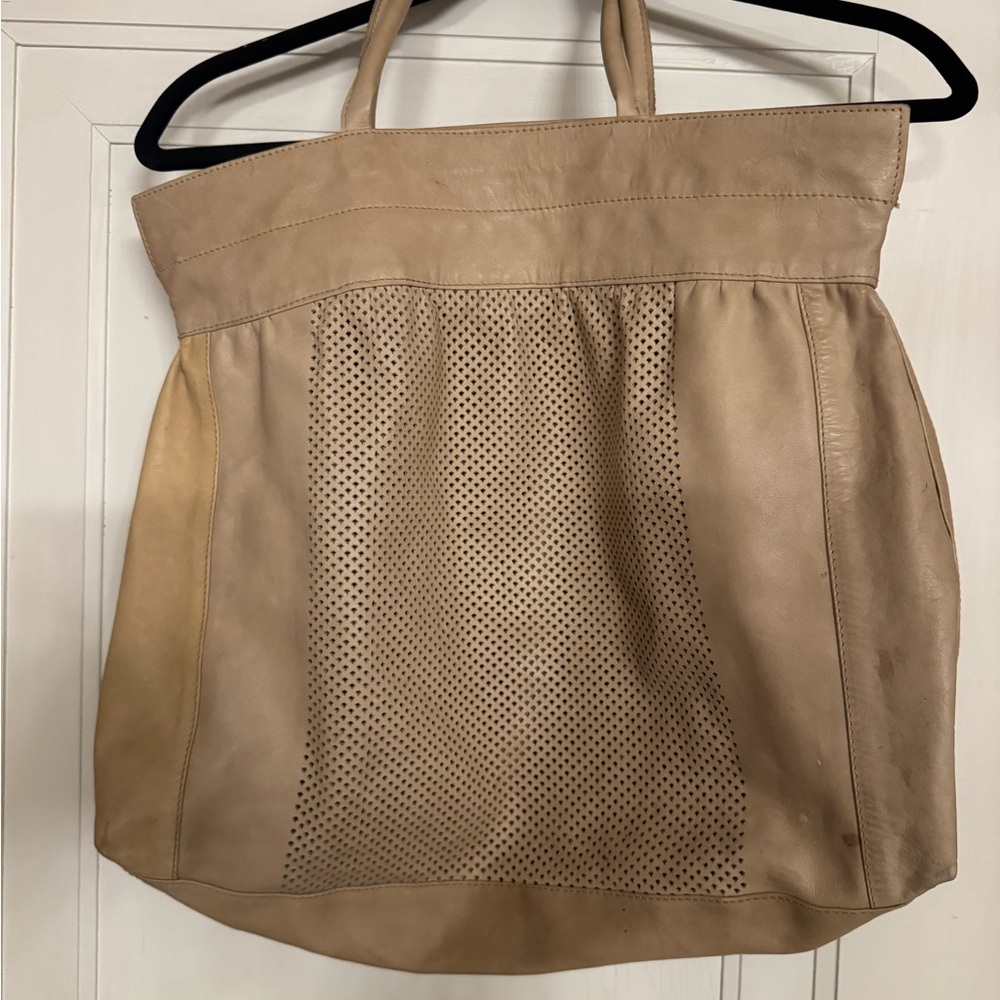 Chic Beige Perforated Tote Bag